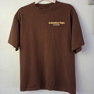 Allegory Clothing Animation Dept Graphic T-Shirt Mens/Unisex Size Large Brown